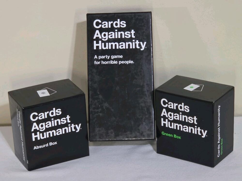 Cards Against Humanity Lot Main Base Game 1.7 & Green Box & Absurd Box Bundle